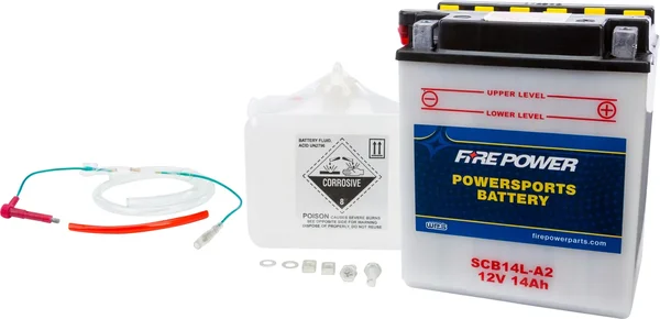 FIRE POWER SCB14L-A2 12V Heavy Duty Battery with Acid Pack - Durable Power for Powersports Vehicles