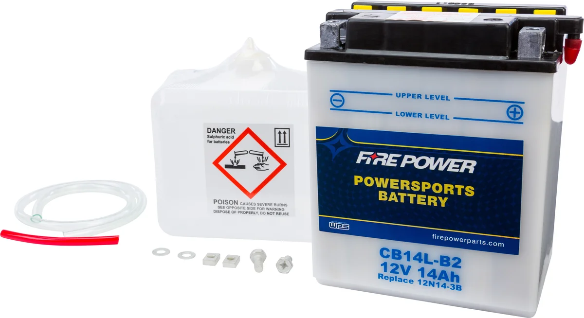 FIRE POWER CB14L-B2 12V Heavy Duty Battery w/Acid Pack - Reliable Power for Powersports