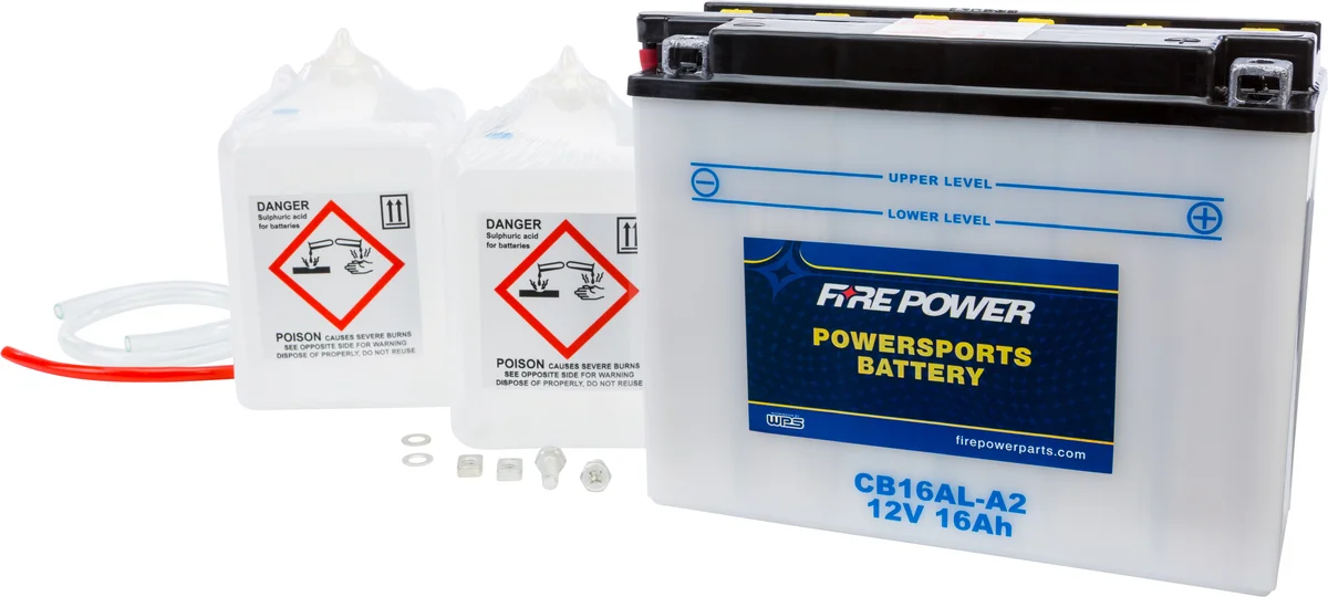 FIRE POWER CB16AL-A2 12V Heavy Duty Battery w/Acid Pack - Reliable Power for Powersports