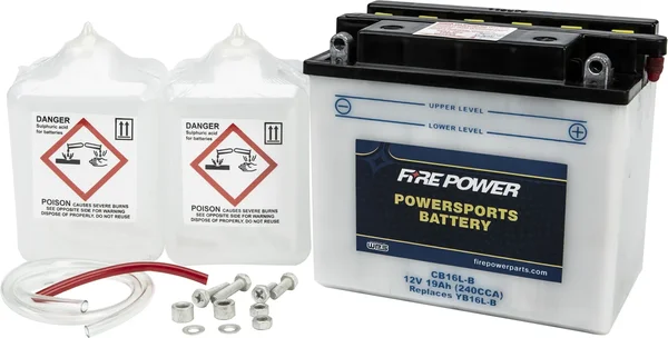 FIRE POWER CB16L-B 12V Heavy Duty Battery with Acid Pack - Reliable Power for Powersports