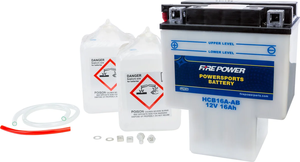 FIRE POWER HCB16A-AB 12V Heavy Duty Battery with Acid Pack - Reliable Power for Powersports