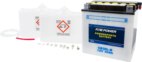 FIRE POWER CB30L-B 12V Heavy Duty Battery w/Acid Pack - Reliable Power for Powersports