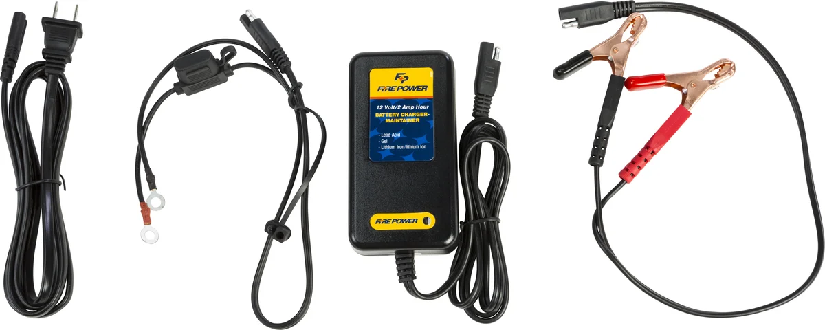 FIRE POWER 12V/2Amp Battery Charger - 12V Lead Acid & LiFePO4 Powersport Battery Charger