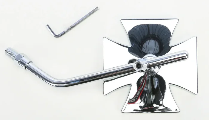 EMGO Maltese Cross Mirror - Durable, High-Visibility Motorcycle Mirror