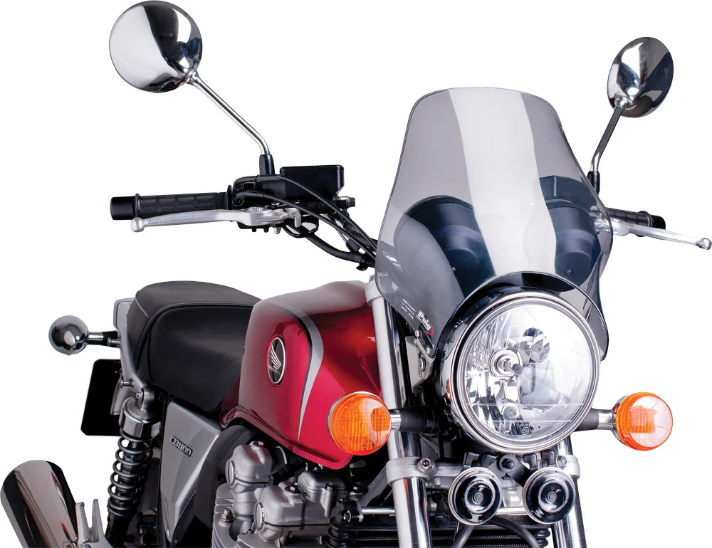 PUIG 0869H Universal Mount Windscreen - Adjustable Windshield for Motorcycles