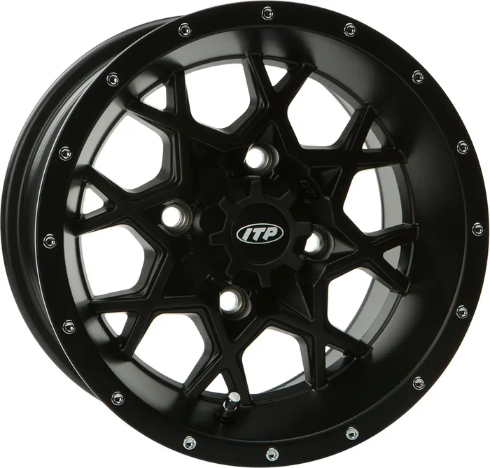 ITP Hurricane 14x7 Black Wheel - 4/110 Bolt Pattern, 5+2 Offset for Off-Road & Street Use