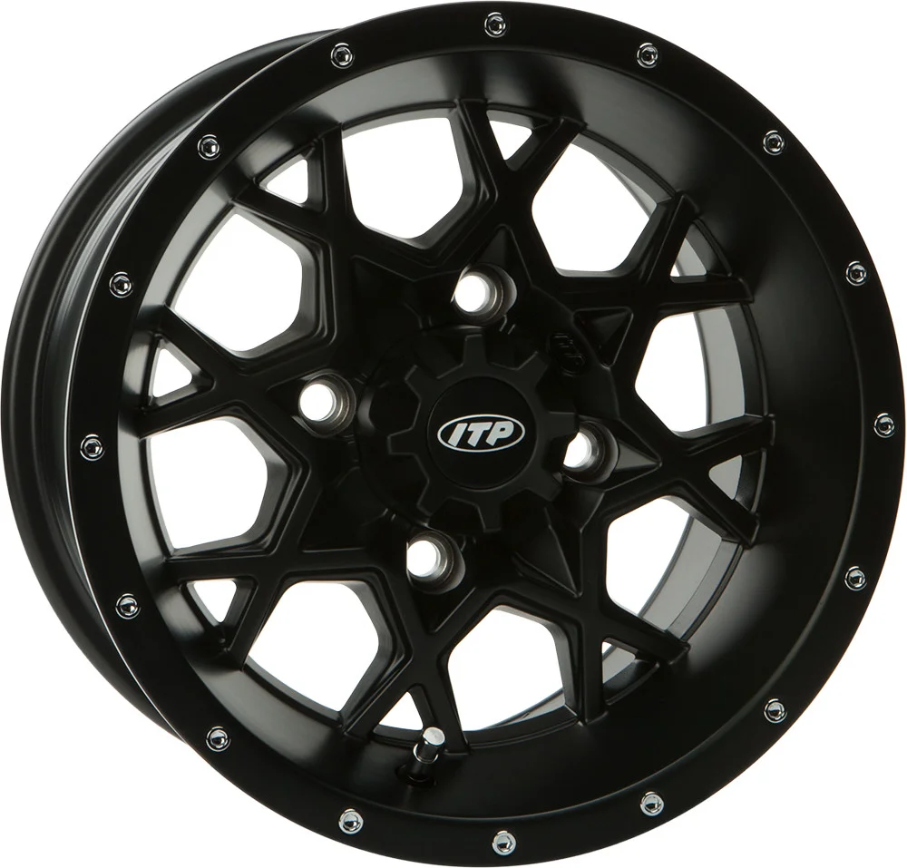 ITP Hurricane 14x7 Black Wheel - 4/110 Bolt Pattern, 2+5 Offset for High-Performance Powersports