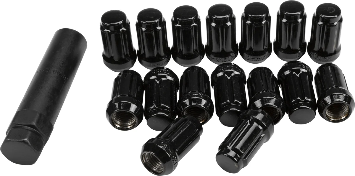 AWC Chrome Steel Wheel Lug Nut - Black, M12 x 1.5 Thread, 20-Pack for Powersports Vehicles