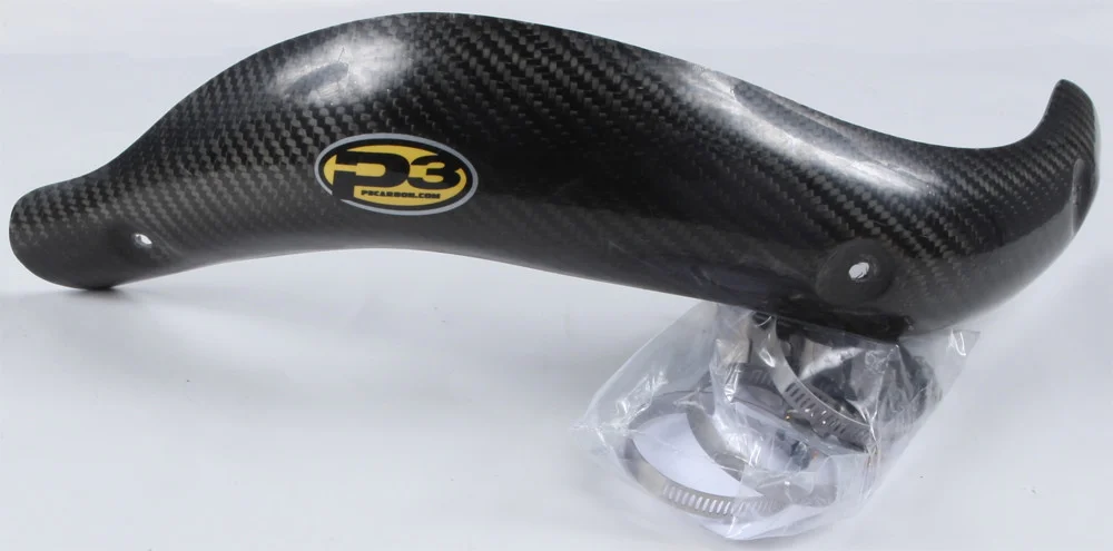 P3 Carbon Fiber Header Heat Shield - 4-Stroke Exhaust Pipe Guard for Off-Road Bikes