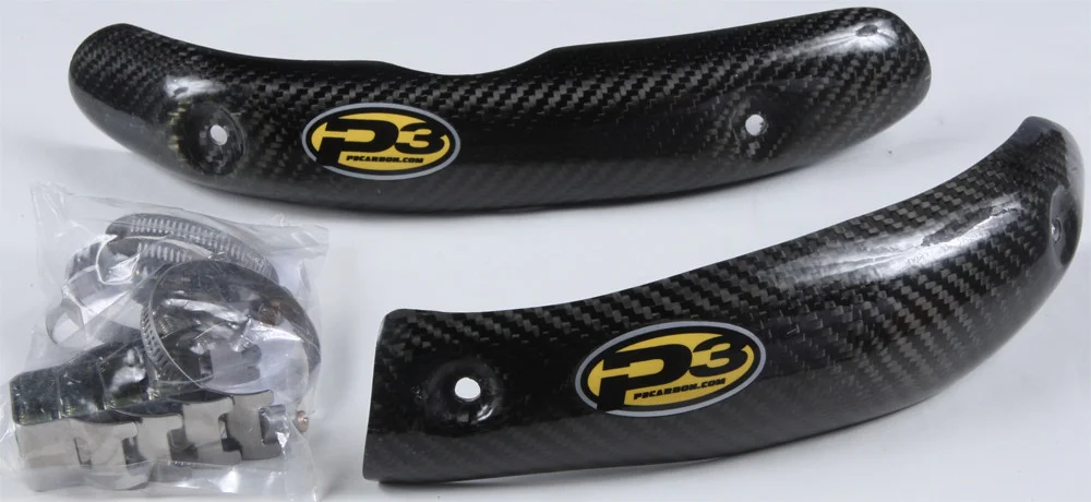 P3 Carbon Fiber Header Heat Shield - 4-Stroke Exhaust Pipe Guard for Off-Road Bikes
