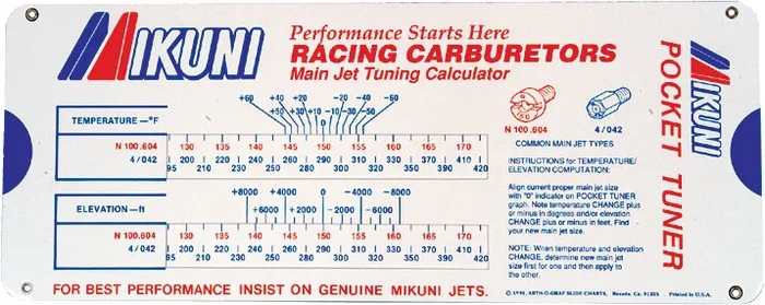 MIKUNI MK-550-TNR Carburetor Pocket Tuner - Jetting Calculator for 2-Stroke & 4-Stroke Engines