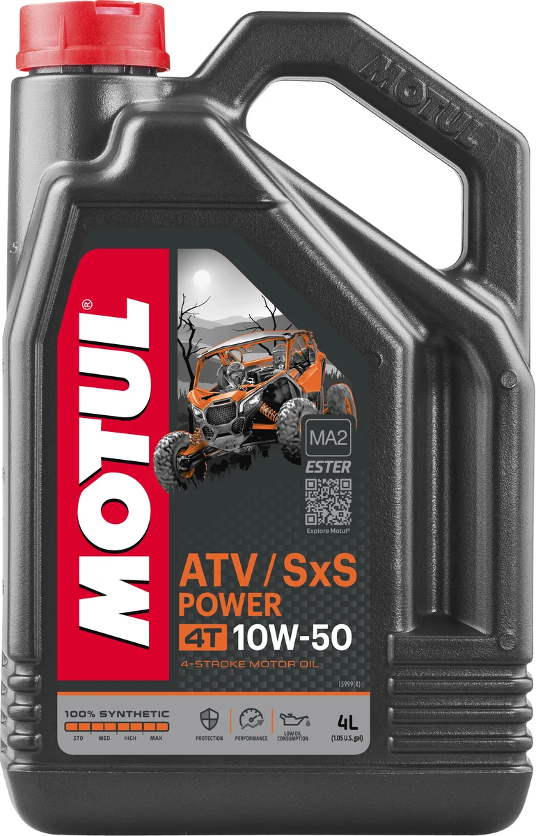 MOTUL 105901 10W-40 Synthetic 4T Oil - High-Performance ATV/SXS Engine Oil for 4-Stroke Off-Road Vehicles