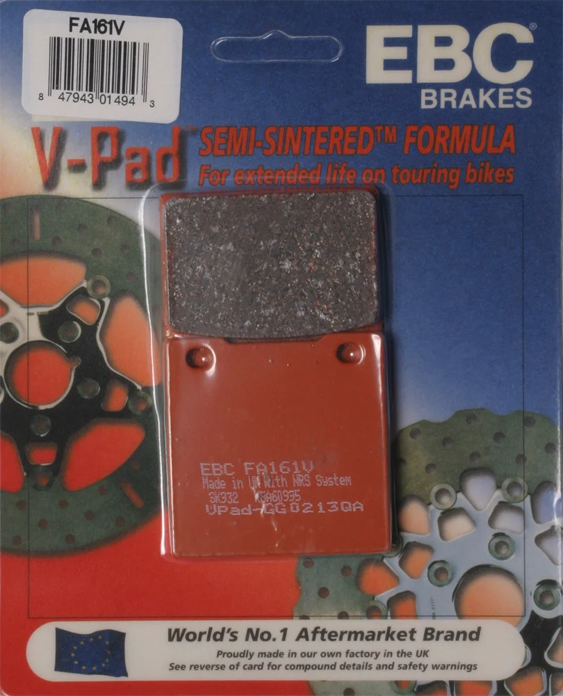 EBC Brakes FA161V V-Series Semi-Sintered Brake Pads - High-Performance Motorcycle Brake Pads