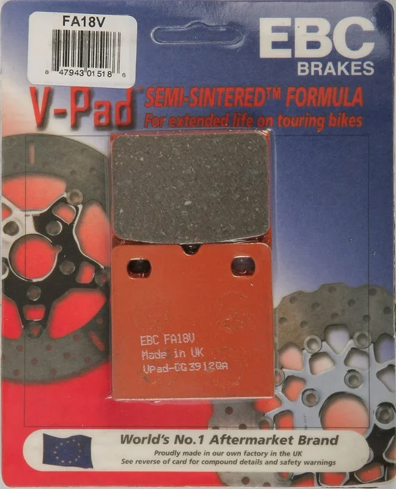 EBC FA18V V-Series Brake Pads - Semi-Sintered High-Performance Motorcycle Brake Pads
