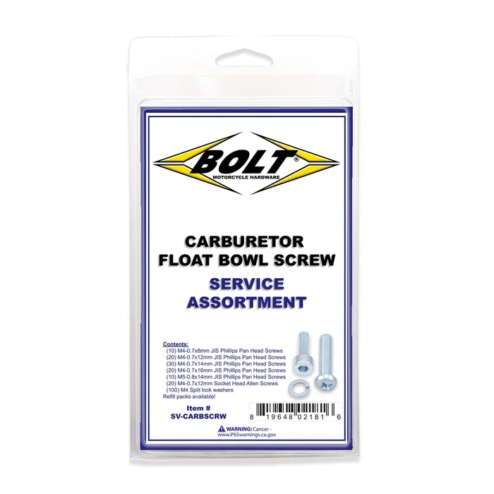 BOLT - SV-CARBSCRW - Carburetor Float Bowl Screw 210/PK