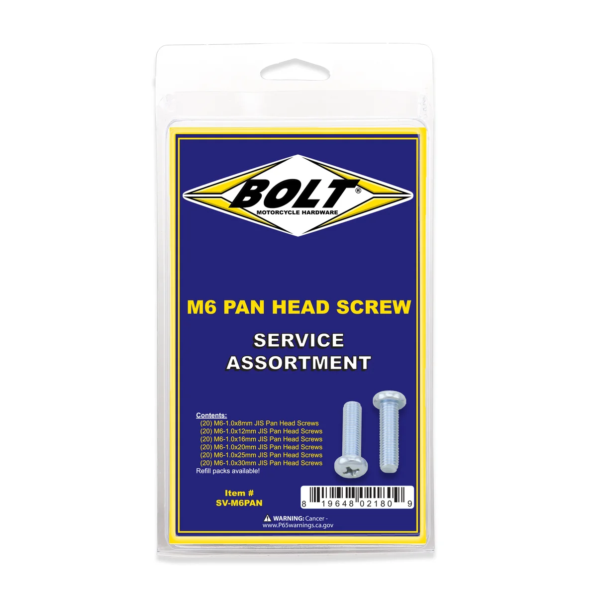 BOLT - SV-M6PAN - M6 Phillips Head Assortment 120/PK