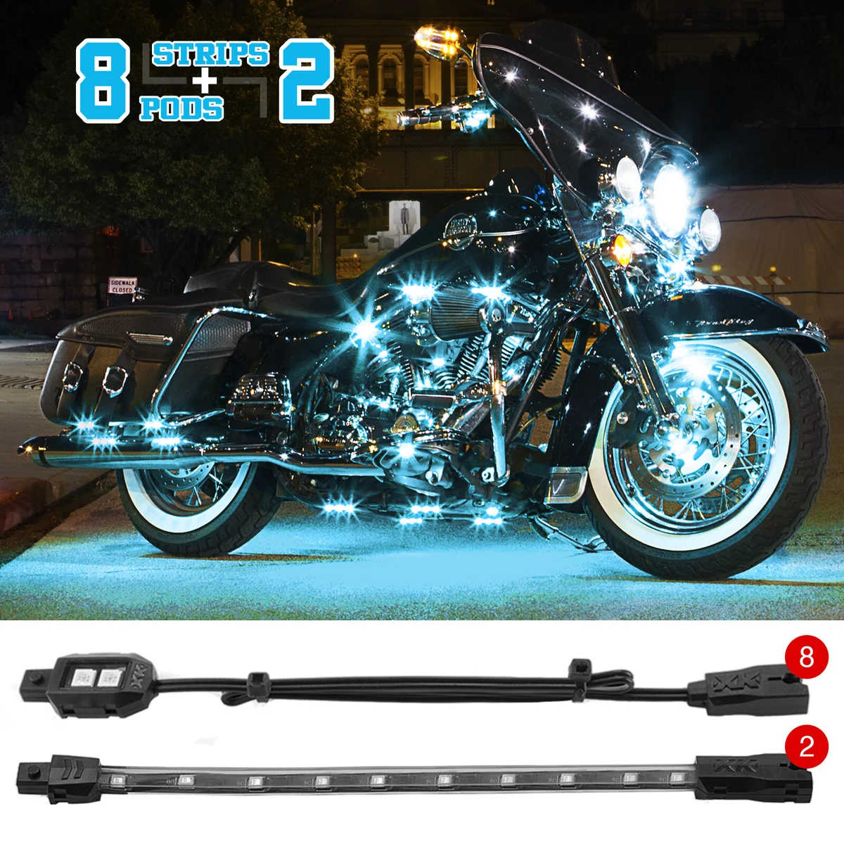XK GLOW - XK034001-AB - Single Color Motorcycle LED Accent Light Strip Kit