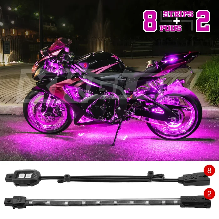 XK GLOW - XK034001-P - Single Color Motorcycle LED Accent Light Strip Kit