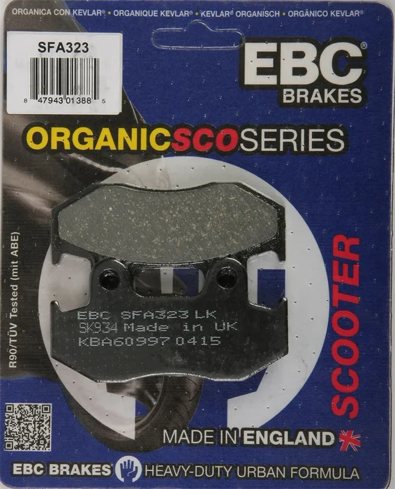 EBC Brakes Organic Brake Pads for Street & Dirt Bikes - SFA323 (NAO Compound, Fade-Resistant)