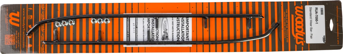 WOODYS RUA-7050 Carbide-Tipped Wear Bar Runners - Durable Replacement Skis for Snowmobiles