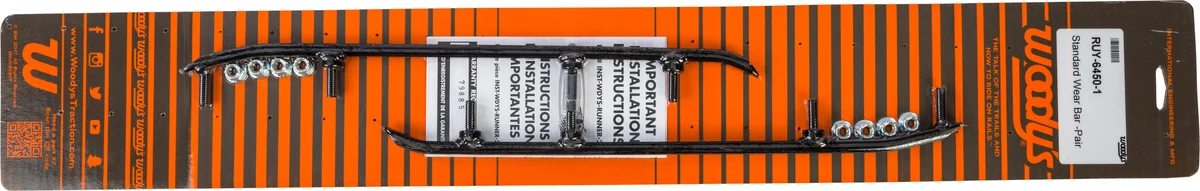 WOODYS RUY-6450 High-Durability Steel Alloy Wear Bar Runners for Snowmobiles