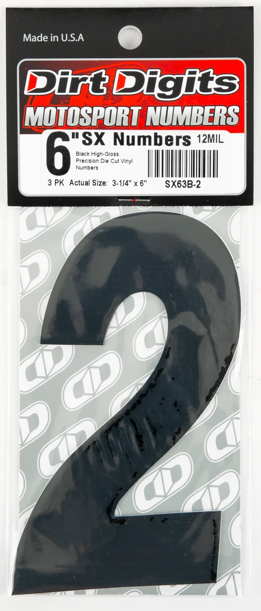 DIRT DIGITS SX63B-2 Super X Competition Stick-on Numbers - AMA Approved Graphics Decals