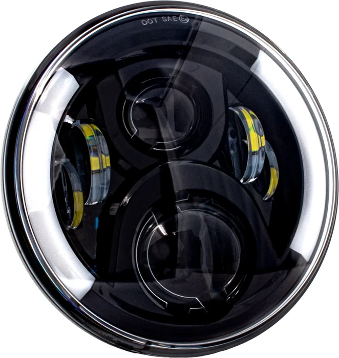 LETRIC LIGHTING CO - LLC-DHL-7TS - 7" LED DELUXE HDLGHT W TURNS BLACK W/ MNT ADAPTER