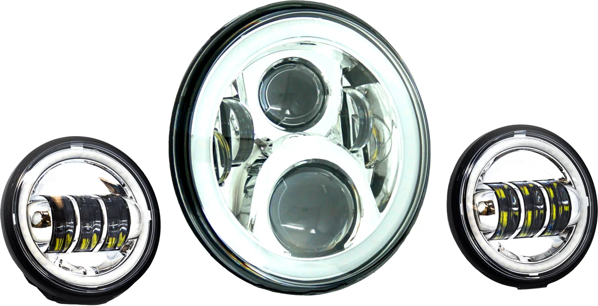LETRIC LIGHTING CO - LLC-ILHK-7CH - 7" LED Headlight w/ Pass Lamps