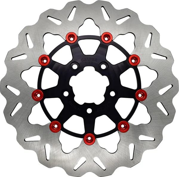 GBrakes - DF681CWS-B-R - ROTOR 11.8" FLOATING WAVE RR BLACK/RED BUTTONS
