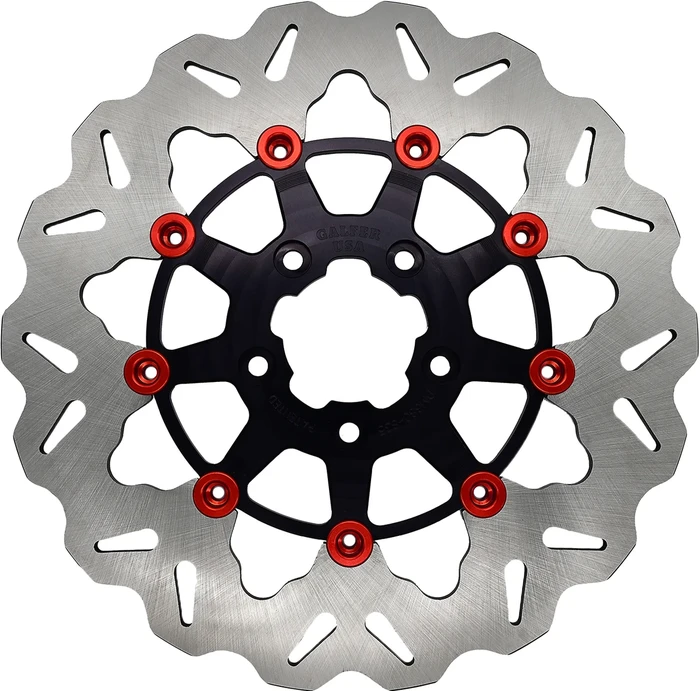 GBrakes - DF681CWS-B-R - ROTOR 11.8" FLOATING WAVE RR BLACK/RED BUTTONS