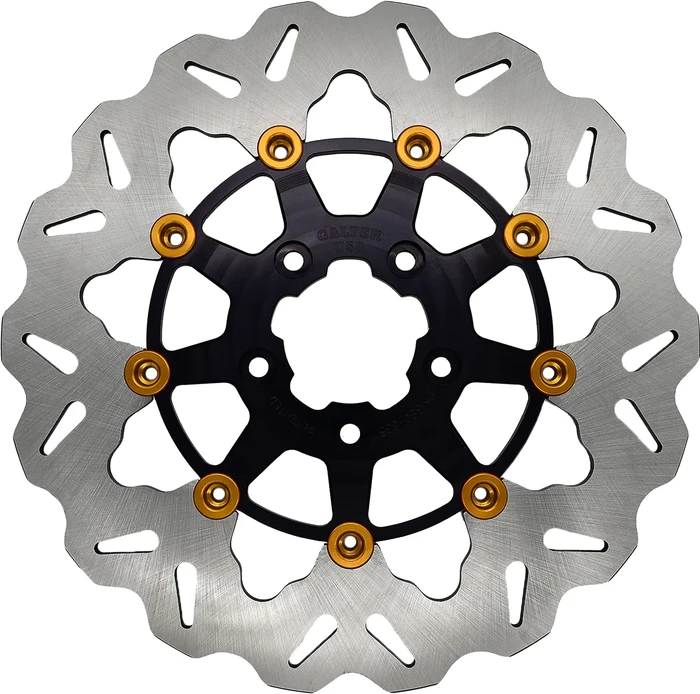 GBrakes - DF681CWS-B-G - ROTOR 11.8" FLOATING WAVE RR BLACK/GOLD BUTTONS