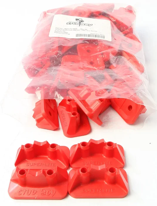STUD BOY Super-Lite Pro Series Double Backers 0.75" Red - 48/Pk - High-Performance Motorcycle Accessories