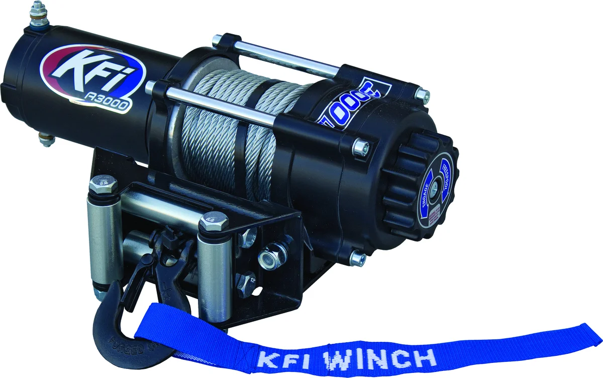 KFI A3000 3000lb ATV Winch - Heavy-Duty Water-Resistant ATV Winch with 4-Hole Mounting