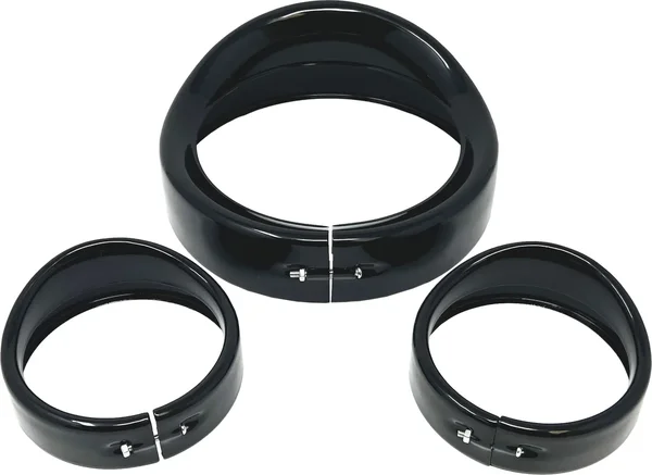 LETRIC LIGHTING CO - LLC-7HPB-BK - 7" GLOSS BLK HEAD/PASS LIGHTS  FRENCHED VISOR KIT