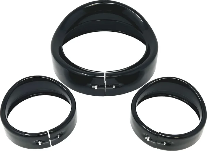 LETRIC LIGHTING CO - LLC-7HPB-BK - 7" GLOSS BLK HEAD/PASS LIGHTS  FRENCHED VISOR KIT