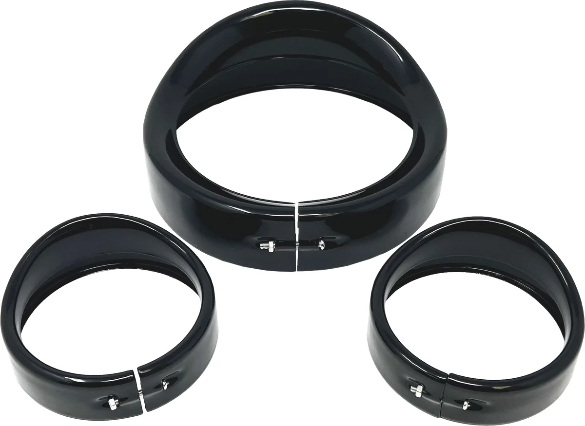 LETRIC LIGHTING CO - LLC-7HPB-BK - 7" GLOSS BLK HEAD/PASS LIGHTS  FRENCHED VISOR KIT